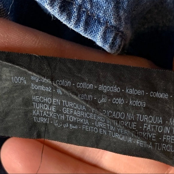 Zara High-Neck Ruffle Denim 3/4 Sleeve Puffy Top - Picture 14 of 14